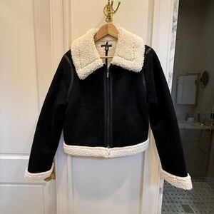 Faux Suede and Shearling Crop Jacket